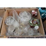 A box of assorted glassware including bowls,