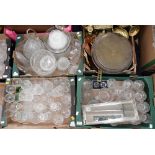 Three boxes of assorted glassware including decanters and drinking glasses etc (3 boxes)
