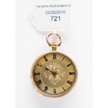 An 18 ct gold pocket watch with Roman numerals supposedly made of human hair,