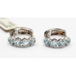 A pair of 18 ct white gold and aquamarine earrings