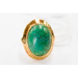 A Victorian turquoise cabochon ring, possibly 15 ct, gross weight approx. 7.