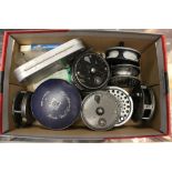 A box of nine assorted fishing reels including a cased Hardy 'Marquis Salmon No.