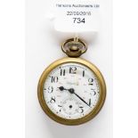 Railwayana: a brass cased Lafayette pocket watch/time keeper with railway engine design,