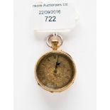 An 18 ct gold pocket watch, mid size, with gilt dial,