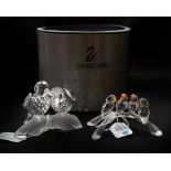 Boxed Swarovski four birds in a branch,