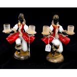 A pair of Venetian Murano glass Blackamoor two branch candelabra