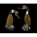 A pair of Murano avenurine glass Ducks,