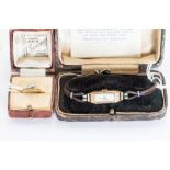 An Edwardian 9 ct gold cased ladies' wristwatch 'Stayte B' with leather cord strap in original box