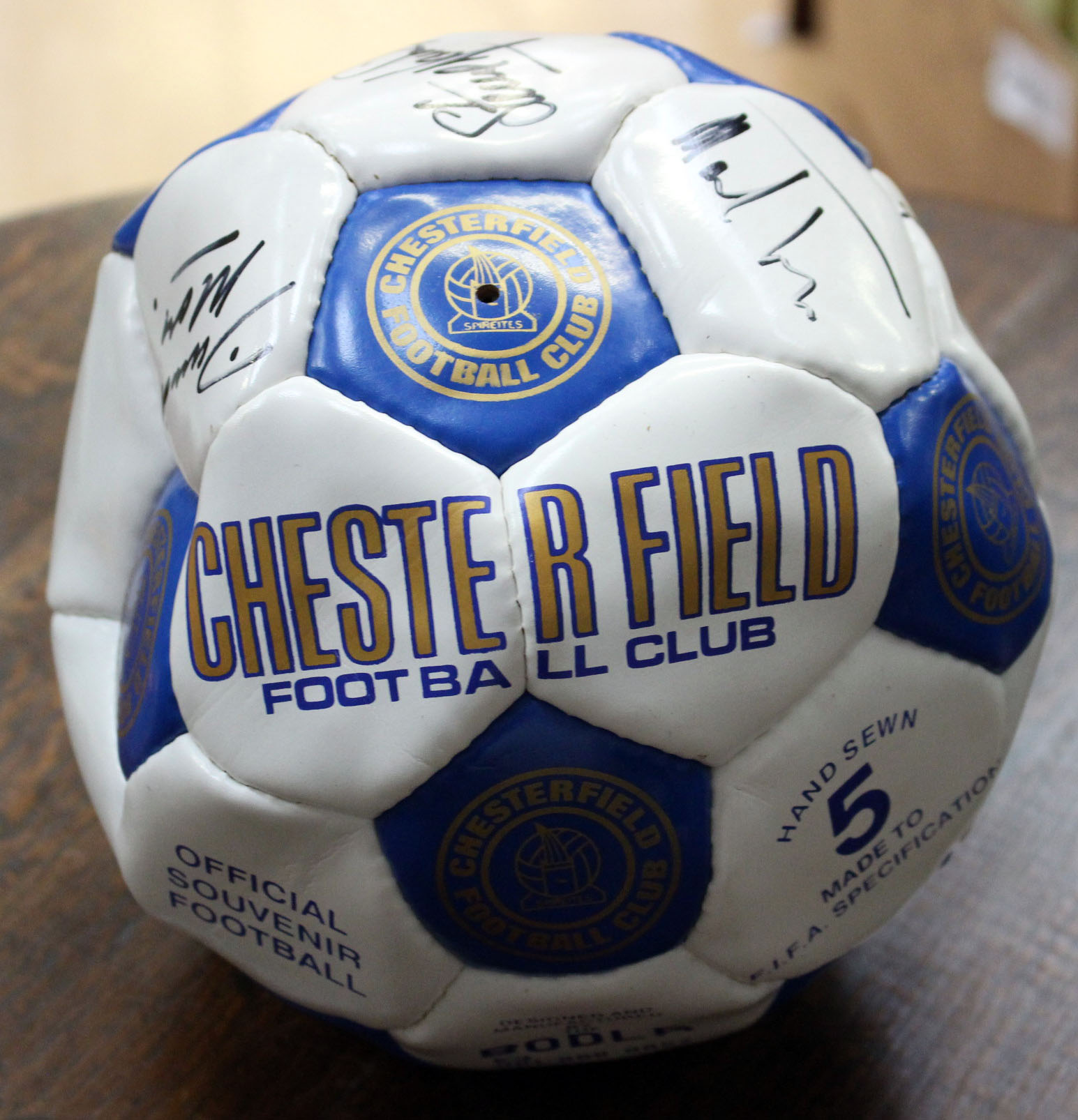 A Chesterfield Football Club autographed football (Division One)