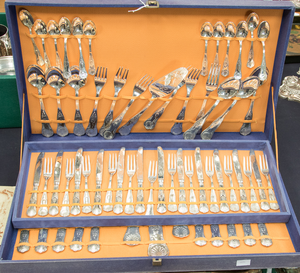 A silver plated comprehensive six place setting canteen of cutlery,