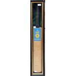 Cricket memorabilia: a signed full size cricket bat for Derbyshire versus Lancashire 1991 teams,