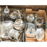 Two boxes of silver plate,