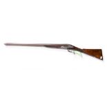 A 12 bore 2 1/2" chambered damascus barrelled black powder proved side by side non ejector shotgun,