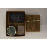 A collection of four Hardy cardboard boxes, and Hardy 'Cerolene' tin,