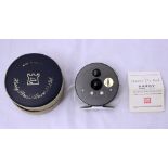 A Hardy Marquis #5 fly fishing reel in Hardy pouch