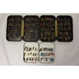 Two Hardy Bakelite (Neroda) fly boxes, interiors removed, one Wheatley fly box,