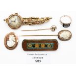 A 9 ct gold circa 1920s ladies' wristwatch, having gold plated expanding strap,