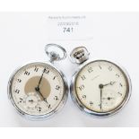 Two Art Deco chrome plated pocket watches