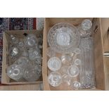 Two boxes of assorted cut glass glassware including Stuart crystal,