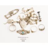 A collection of silver and white metal jewellery to include G Morse with diamante decoration tags