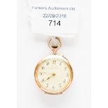 A ladies' 14ct gold Continental fob watch, 19.