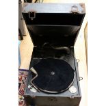 A Decca 'Salon' portable record player with winder handle