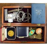 A box of smoking ephemera, commemorative coins, costume jewellery,