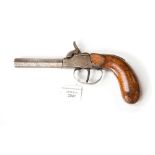 A 74 bore percussion boxlock pocket pistol of poor quality,