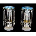 A pair of Bohemian opaque glass lustres,