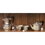 A four piece silver plated tea set,