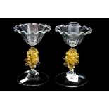 A pair of Murano glass candlesticks,