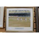 Cricket Memorabilia: a framed and signed photograph of Curtley Ambrose being bowled by Chris Lewis
