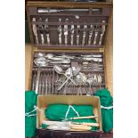 A Mappin & Webb canteen of silver plated cutlery in the original oak Mappin & Webb case,