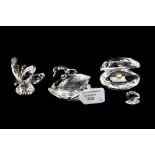 A Swarovski collection of figures, comprising shell, swan,