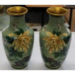 A pair of 20th Century cloisonné vases