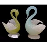 Two Murano alabastrine glass figures of Swans,