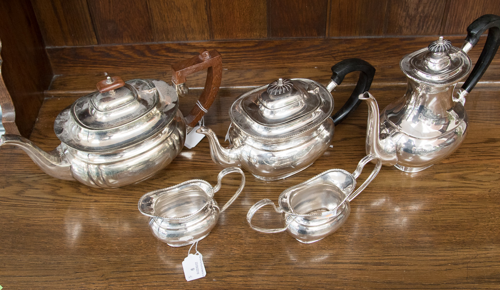 A four piece EPNS tea service and another EPNS teapot