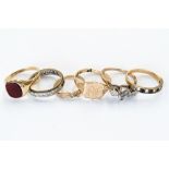 A collection of 9 ct gold rings, several a/f, 18 grms approx.