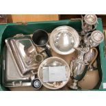 A collection of assorted silver plate, including tureens,