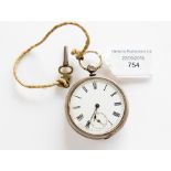 A silver key winder pocket watch