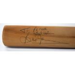 Cricket Memorabilia: a mini cricket bat signed with dedication 'To Peter,