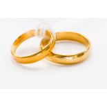 Two 22 ct yellow gold wedding bands, gross weight approx. 7.