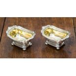 A pair of George III silver salt cellars, gilt lined, Sheffield 1812, S.C.Younge and Co, approx 6.