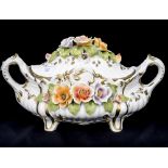 A Capo di Monte twin handled floral pot,