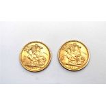 Two Queen Elizabeth II full sovereigns,