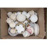 A box of assorted ceramics including Edwardian pieces, part teaset, Royal Commemorative items,