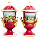 A pair of limited edition Spode pot pourri vases 'The Chatsworth Vase', No.