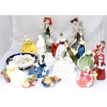 Doulton figures, Rosalind, Fleur, Lydia, Sarah, The Last Waltz, Fair Lady, Top of the Hill, My Love,