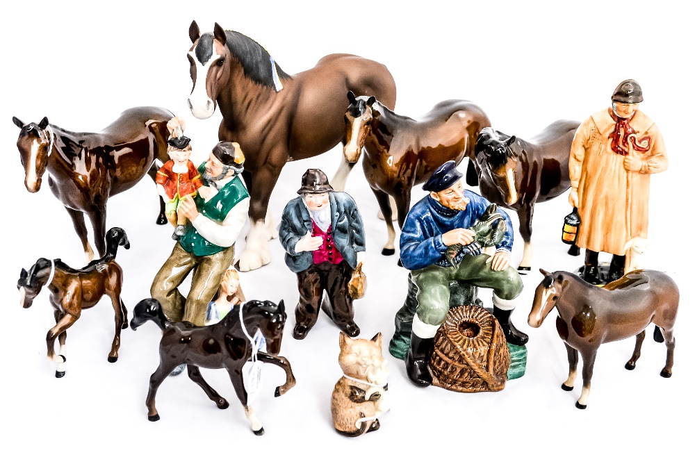 Royal Doulton 'The Puppetmaker' HN2253 other Doulton figures and Beswick Horses,