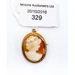 A 9ct gold cameo brooch, 2 cm diameter, 6.